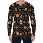 White And Orange Aboriginal Dot Print Men's Long Sleeve T-Shirt