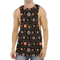 White And Orange Aboriginal Dot Print Men's Muscle Tank Top
