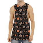 White And Orange Aboriginal Dot Print Men's Muscle Tank Top