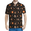 White And Orange Aboriginal Dot Print Men's Polo Shirt