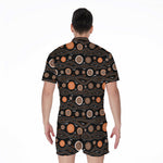White And Orange Aboriginal Dot Print Men's Rompers