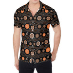 White And Orange Aboriginal Dot Print Men's Shirt