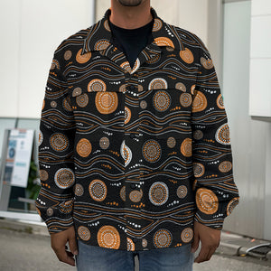 White And Orange Aboriginal Dot Print Men's Shirt Jacket