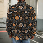 White And Orange Aboriginal Dot Print Men's Shirt Jacket