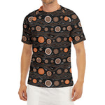White And Orange Aboriginal Dot Print Men's Short Sleeve Rash Guard