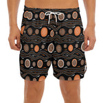 White And Orange Aboriginal Dot Print Men's Split Running Shorts