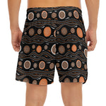 White And Orange Aboriginal Dot Print Men's Split Running Shorts