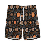 White And Orange Aboriginal Dot Print Men's Sports Shorts