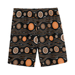 White And Orange Aboriginal Dot Print Men's Sports Shorts
