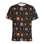 White And Orange Aboriginal Dot Print Men's Sports T-Shirt