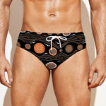 White And Orange Aboriginal Dot Print Men's Swim Briefs