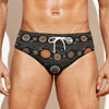 White And Orange Aboriginal Dot Print Men's Swim Briefs