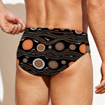 White And Orange Aboriginal Dot Print Men's Swim Briefs