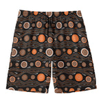 White And Orange Aboriginal Dot Print Men's Swim Trunks