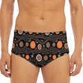 White And Orange Aboriginal Dot Print Men's Triangle Swim Briefs