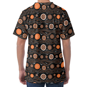 White And Orange Aboriginal Dot Print Men's Velvet T-Shirt