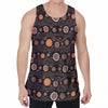 White And Orange Aboriginal Dot Print Men's Velvet Tank Top