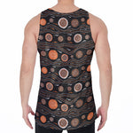 White And Orange Aboriginal Dot Print Men's Velvet Tank Top