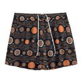 White And Orange Aboriginal Dot Print Mesh Shorts