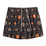 White And Orange Aboriginal Dot Print Mesh Shorts