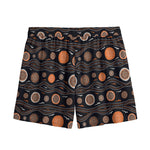 White And Orange Aboriginal Dot Print Mesh Shorts