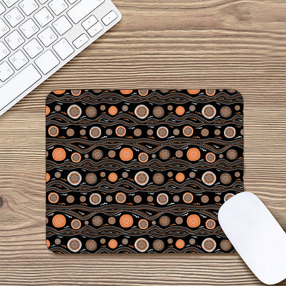 White And Orange Aboriginal Dot Print Mouse Pad