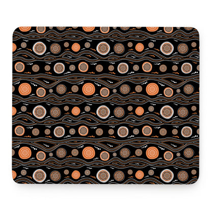 White And Orange Aboriginal Dot Print Mouse Pad
