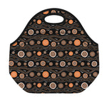 White And Orange Aboriginal Dot Print Neoprene Lunch Bag