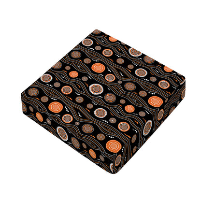 White And Orange Aboriginal Dot Print Outdoor Seat Cushion Cover