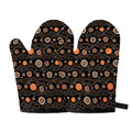 White And Orange Aboriginal Dot Print Oven Mitts