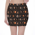 White And Orange Aboriginal Dot Print Pencil Mini Skirt
