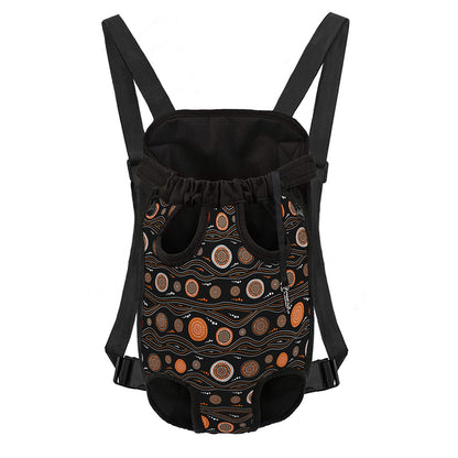 White And Orange Aboriginal Dot Print Pet Carrier Backpack