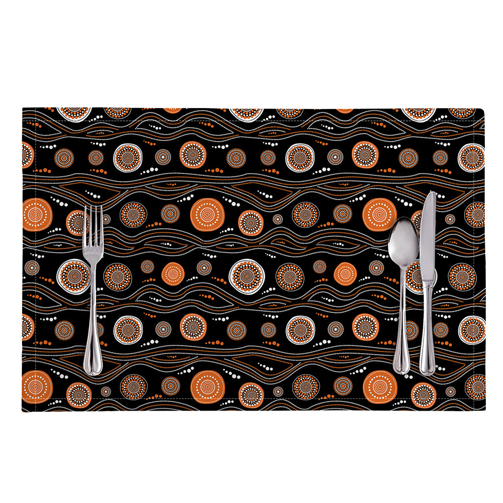 White And Orange Aboriginal Dot Print Placemat