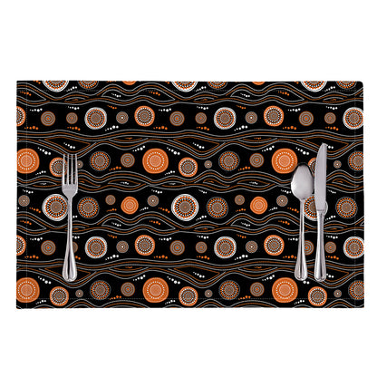 White And Orange Aboriginal Dot Print Placemat