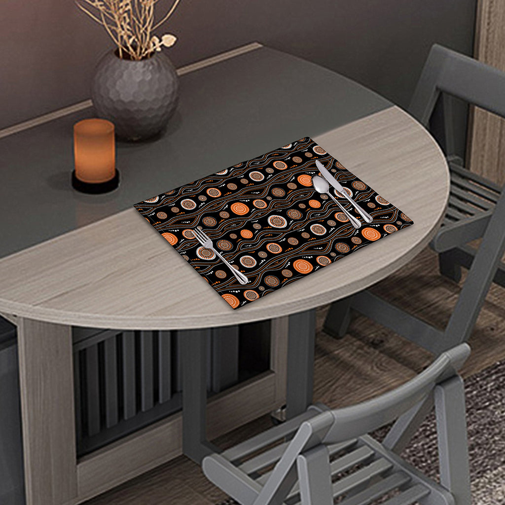 White And Orange Aboriginal Dot Print Placemat