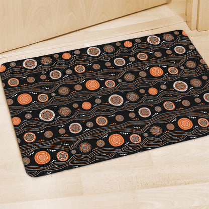White And Orange Aboriginal Dot Print Polyester Doormat