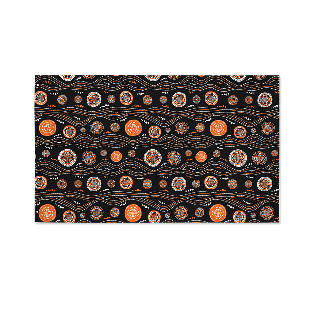 White And Orange Aboriginal Dot Print Polyester Flag