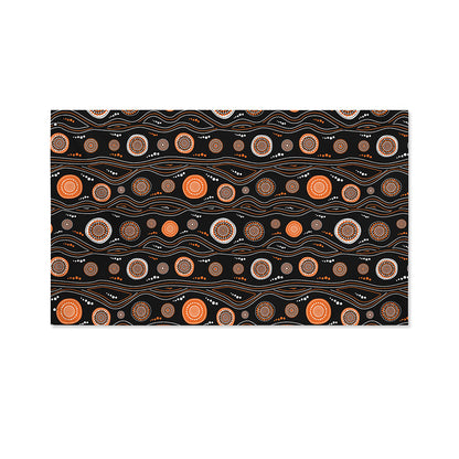 White And Orange Aboriginal Dot Print Polyester Flag
