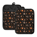 White And Orange Aboriginal Dot Print Pot Holders With Pocket