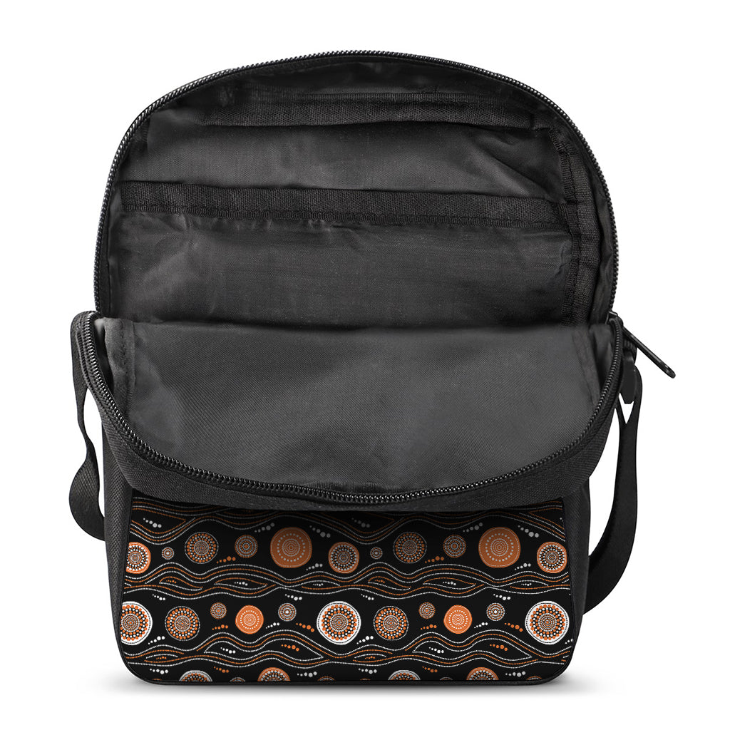 White And Orange Aboriginal Dot Print Rectangular Crossbody Bag