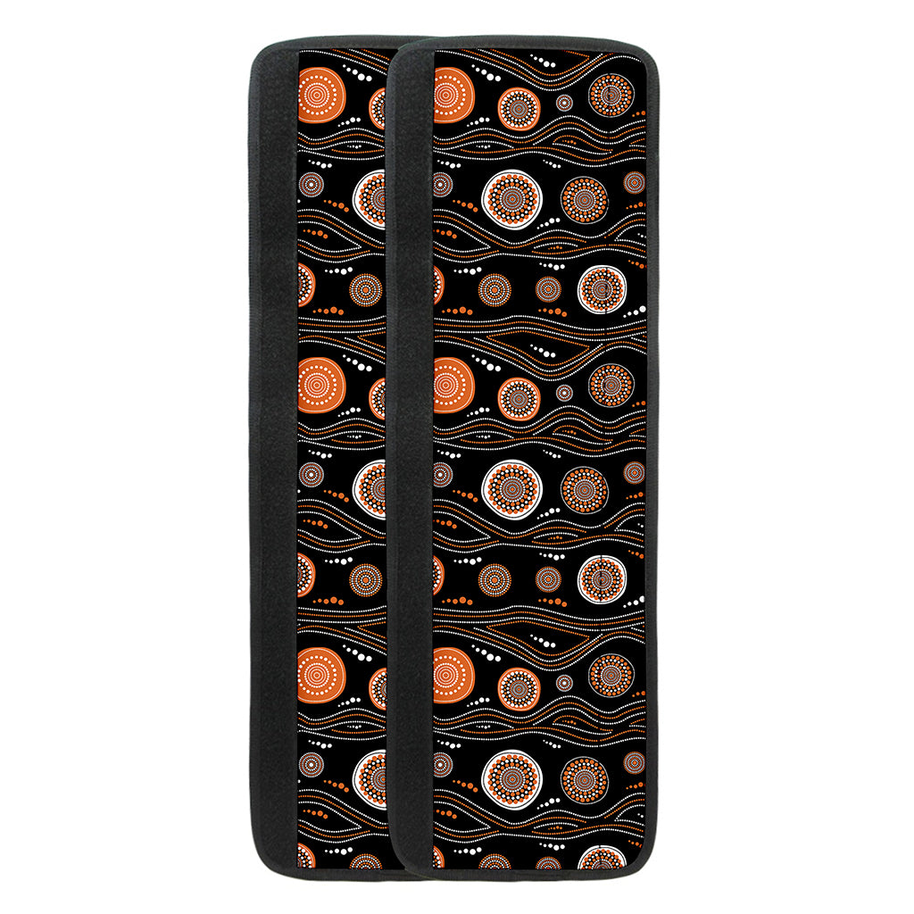 White And Orange Aboriginal Dot Print Refrigerator Handle Covers
