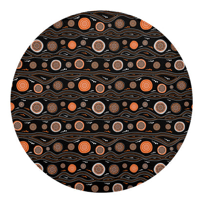 White And Orange Aboriginal Dot Print Round Blanket