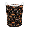 White And Orange Aboriginal Dot Print Round Laundry Basket