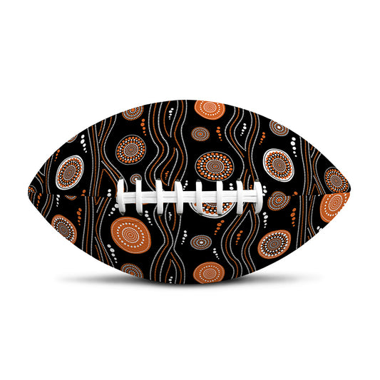 White And Orange Aboriginal Dot Print Rugby Ball