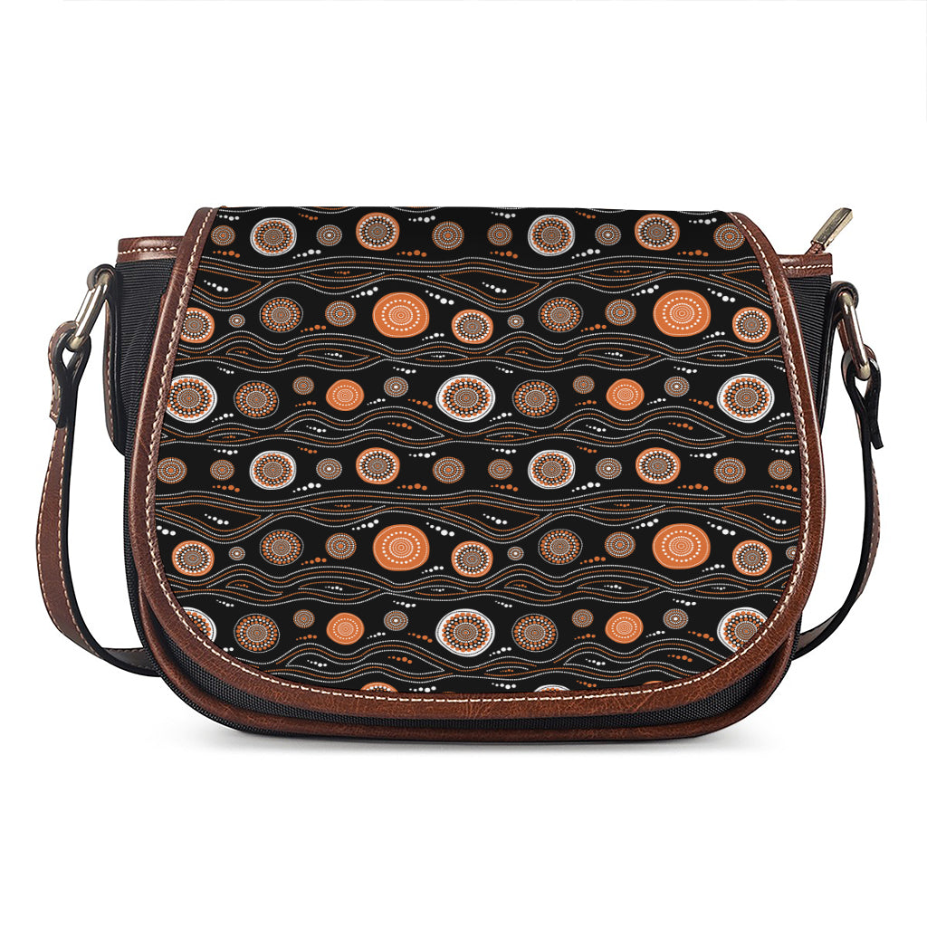 White And Orange Aboriginal Dot Print Saddle Bag