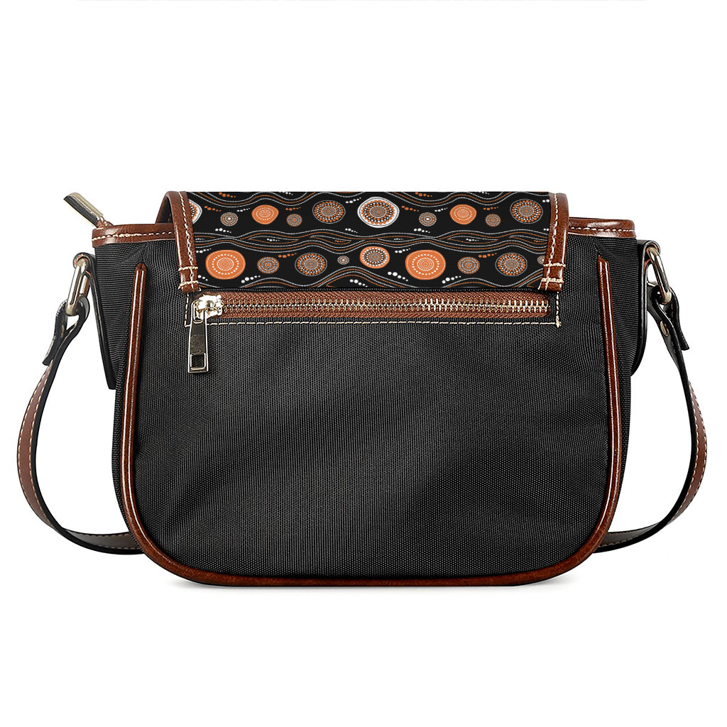 White And Orange Aboriginal Dot Print Saddle Bag