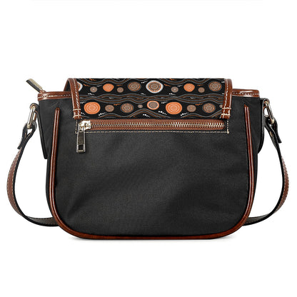 White And Orange Aboriginal Dot Print Saddle Bag
