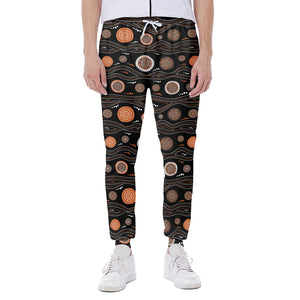 White And Orange Aboriginal Dot Print Scuba Joggers