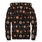 White And Orange Aboriginal Dot Print Sherpa Lined Zip Up Hoodie