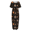 White And Orange Aboriginal Dot Print Short Sleeve Long Nightdress